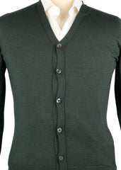 Fiori Di Lusso Dark Green Cashmere Blend V-Neck Cardigan - (718) - Parent