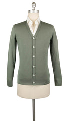 Fiori Di Lusso Olive Green Cashmere Blend V-Neck Cardigan - XS/46 - (731)