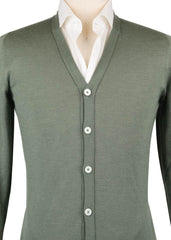 Fiori Di Lusso Olive Green Cashmere Blend V-Neck Cardigan - (731) - Parent