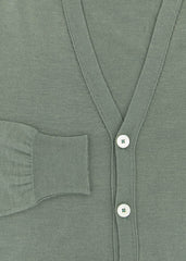 Fiori Di Lusso Olive Green Cashmere Blend V-Neck Cardigan - (731) - Parent