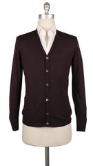 Fiori Di Lusso Dark Brown Cashmere Blend V-Neck Cardigan - XS/46 - (735)