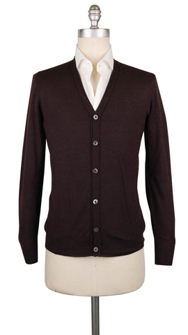 Fiori Di Lusso Dark Brown V-Neck Cardigan