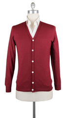 Fiori Di Lusso Red Cashmere Blend V-Neck Cardigan - M/50 - (716)