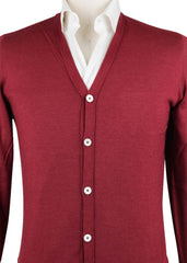 Fiori Di Lusso Red Cashmere Blend V-Neck Cardigan - (716) - Parent