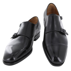 Fiori Di Lusso Black Leather Double Monk Strap Shoes - 6 E/5 G - (659)