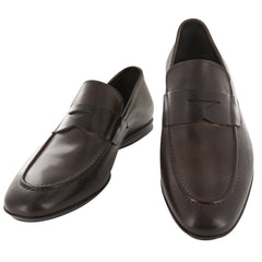 Fiori Di Lusso Brown Leather Penny Loafers - 6.5 D/5.5 F - (6C)