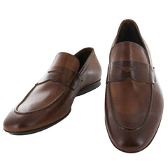 Fiori Di Lusso Caramel Brown Leather Penny Loafers - 6 D/5 F - (6E)