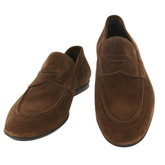 Fiori Di Lusso Caramel Brown Suede Penny Loafers - 6 D/5 F - (6H)