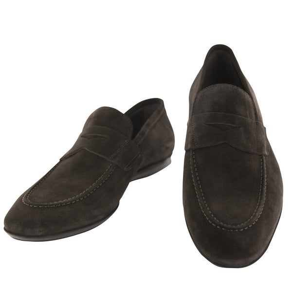 Fiori Di Lusso Dark Brown Suede Penny Loafers -US Width D- (6K) - Parent