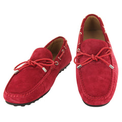 Fiori Di Lusso Red Suede Lace Driving Shoes - 8 D/7 F - (51)