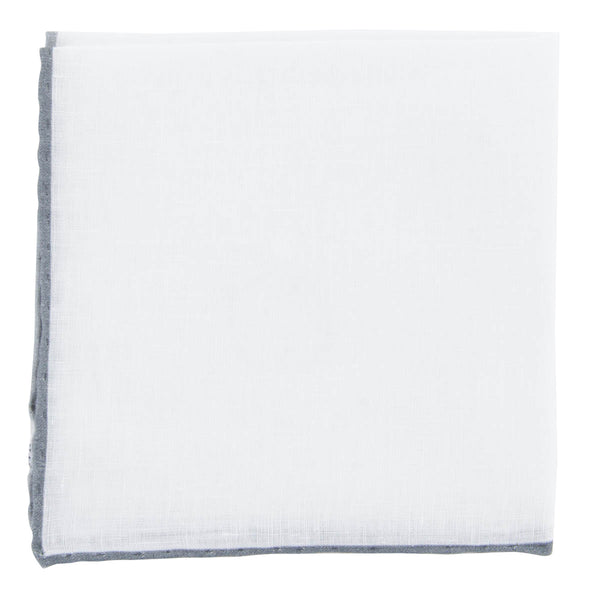 Fiori Di Lusso White Solid Linen Pocket Square - 12" x 12" (906)