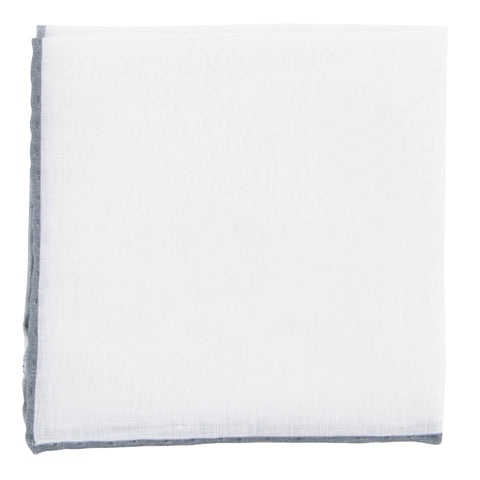 Fiori Di Lusso White Linen Pocket Square