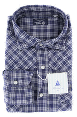 Finamore Napoli Navy Blue Plaid Shirt - Slim - M/M - (LEN11723LUPZ)