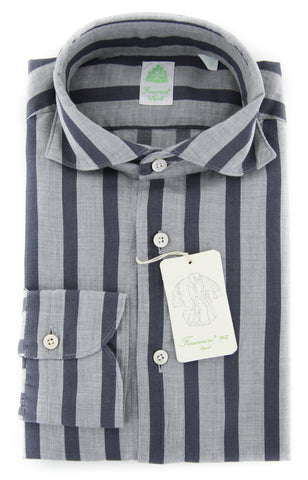 Finamore Napoli Gray Popover Shirt - Extra Slim