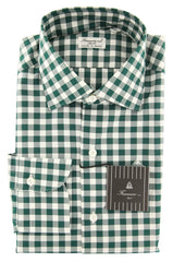 Finamore Napoli Dark Green Check Cotton Shirt - Extra Slim - 15.75/40 -(FL)