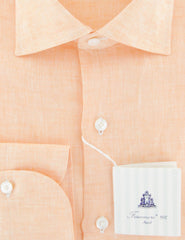 Finamore Napoli Peach Solid Linen Shirt - Slim - (764) - Parent