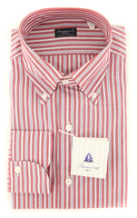 Finamore Napoli Red Striped Shirt - Slim - 15.75/40 - (2018030117)