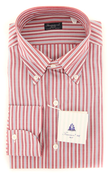 Finamore Napoli Red Striped Shirt - Slim - (2018030117) - Parent