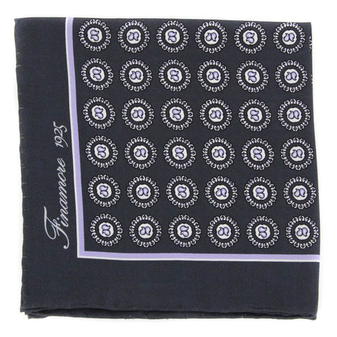 Finamore Napoli Charcoal Gray Silk Pocket Square