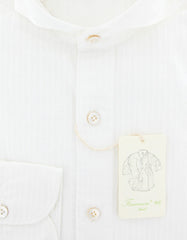 Finamore Napoli White Striped Shirt - Extra Slim - L/L - (SS008010302)