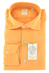 Finamore Napoli Orange Solid Flannel Shirt - Extra Slim - 15.5/39 - (OV)