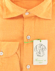 Finamore Napoli Orange Solid Flannel Shirt - Extra Slim - (OV) - Parent