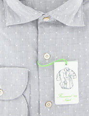 Finamore Napoli White Polka Dot Cotton Shirt - Extra Slim - (F4) - Parent