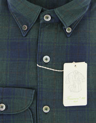 Finamore Napoli Dark Green Plaid Shirt - Extra Slim - (FNTYO722LEOZ) - Parent