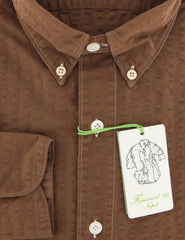 Finamore Napoli Brown Seersucker Cotton Shirt - Extra Slim - (OU) - Parent