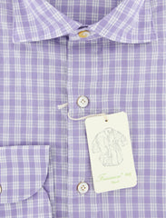 Finamore Napoli Purple Check Shirt - Extra Slim - (FN810226) - Parent