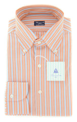 Finamore Napoli Orange Australian Mother of Pearl Buttons Shirt 16/41