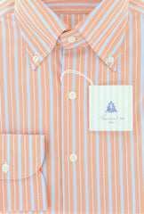 Finamore Napoli Orange Australian Mother of Pearl Buttons Shirt 16/41