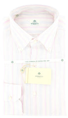 Luigi Borrelli Pink Striped Cotton Shirt - Slim - 16/41 - (GB6178)