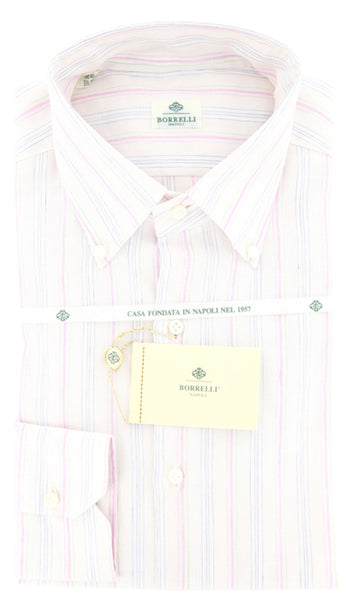 Luigi Borrelli Pink Striped Cotton Shirt - Slim - (GB6178) - Parent