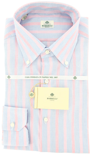 Luigi Borrelli Light Blue Striped Cotton Shirt - Slim - (GB6389) - Parent