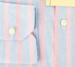 Luigi Borrelli Light Blue Striped Cotton Shirt - Slim - (GB6389) - Parent