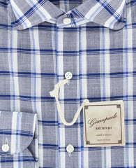 Giampaolo Blue Plaid Shirt - Extra Slim - (GP61817557MATPT1) - Parent