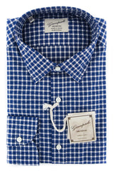 Giampaolo Dark Blue Check Shirt - Extra Slim - 15.75/40 - (GP618175772AL10STPT1)