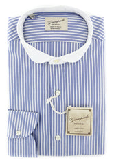 Giampaolo Blue Striped Shirt - Extra Slim - 15.5/39 - (GP61856877GIANOPT1)