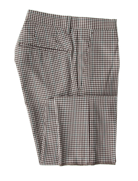 Incotex Brown Micro-Check Cotton Blend Pants - Slim - (INC105221) - Parent