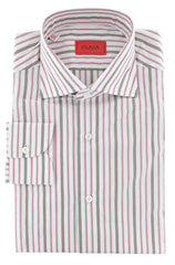Isaia Red Striped Cotton Shirt - Slim - 15.75/40 - (260)