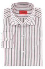 Isaia Red Striped Cotton Shirt - Slim - 16.5/42 - (260)