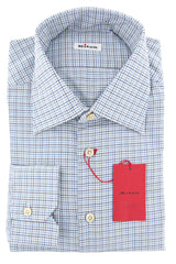 Kiton Light Blue Micro-Check Shirt - Slim - 17/43 - (KT1127179)
