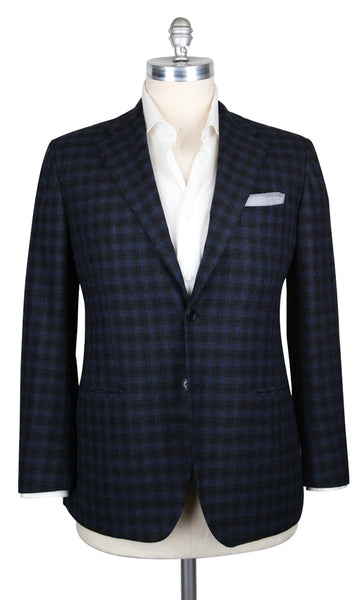 Kiton Navy Blue Cashmere Check Sportcoat - (KT1012174) - Parent