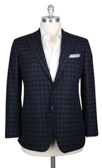 Kiton Navy Blue Cashmere Check Sportcoat - (KT1012174) - Parent