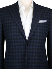 Kiton Navy Blue Cashmere Check Sportcoat - (KT1012174) - Parent