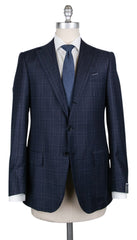 Borrelli Navy Blue Virgin Wool Plaid Suit - 42/52 - (201803128)