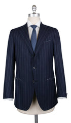 Borrelli Midnight Navy Blue Wool Striped Suit - 38/48 - (201803084)