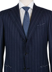 Borrelli Midnight Navy Blue Wool Striped Suit - (201803084) - Parent