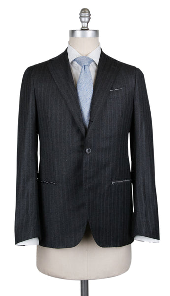 Borrelli Charcoal Gray Wool Striped Suit - (201803088) - Parent